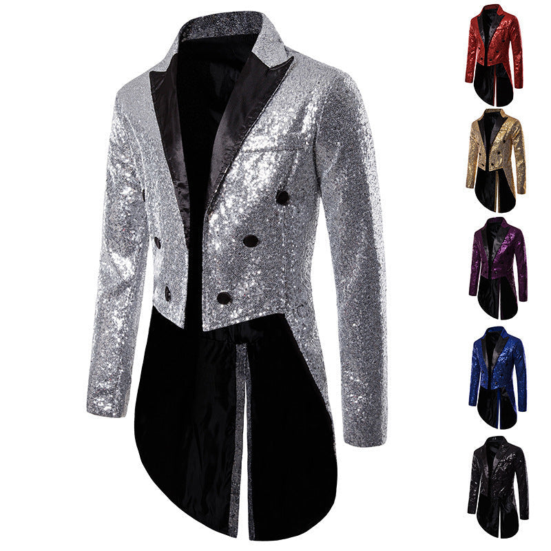 Herren Pailletten-Blazer im eleganten Schnitt mit asymmetrischem Design R&B