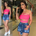 Damen Crop-Top mit raffinierten Transparenzelementen und modischer Taillenbetonung R&B