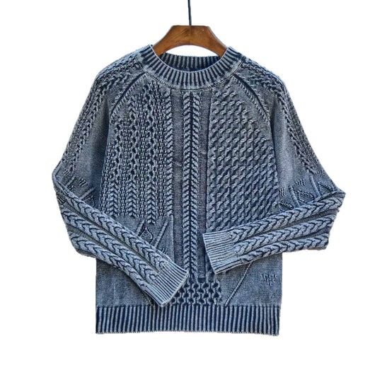 Damen Grob gestrickter Pullover mit Zopfmuster und lässigem Schnitt R&B