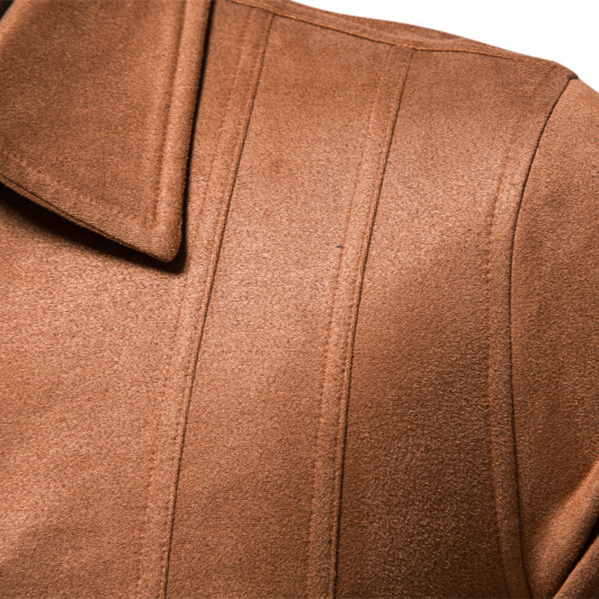 Herren Kunstlederjacke mit strukturiertem Design und seitlichen Reißverschlusstaschen