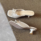 Damen modische Mules mit elegantem Schleifen-Design und komfortablem Absatz R&B