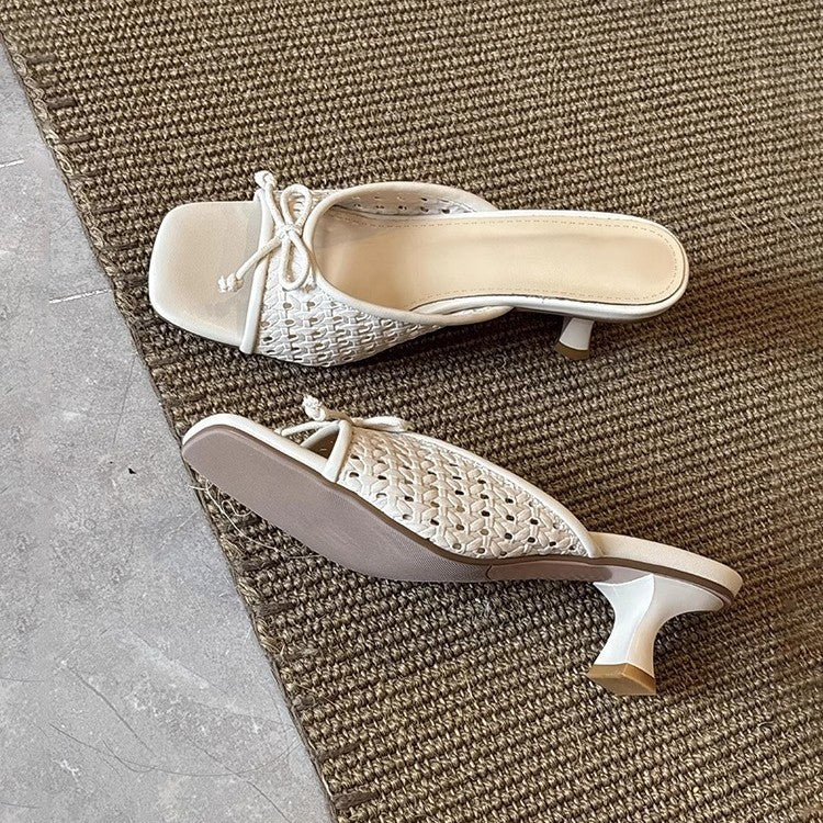 Damen modische Mules mit elegantem Schleifen-Design und komfortablem Absatz R&B