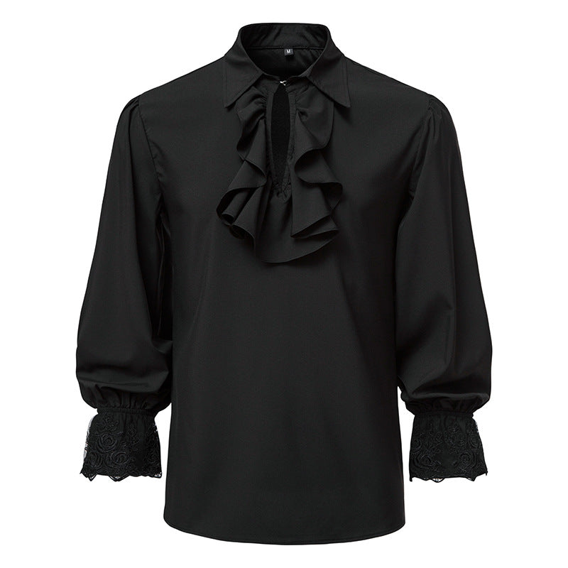 Damen Bluse mit Rüschendetails und Spitzenabschlüssen R&B