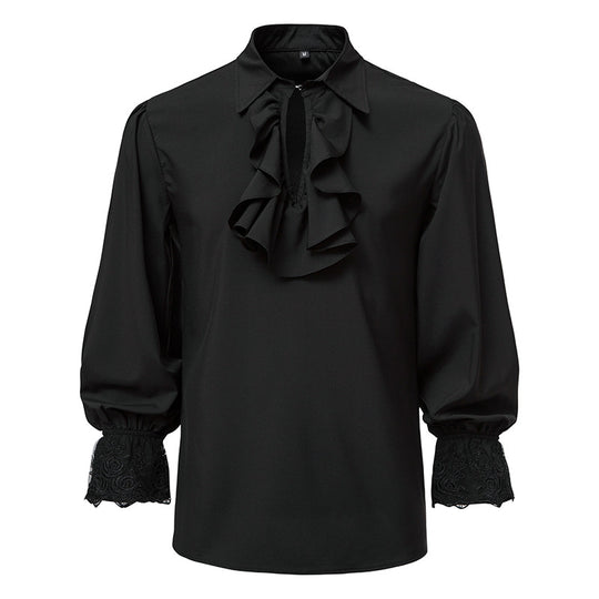 Damen Bluse mit Rüschendetails und Spitzenabschlüssen R&B