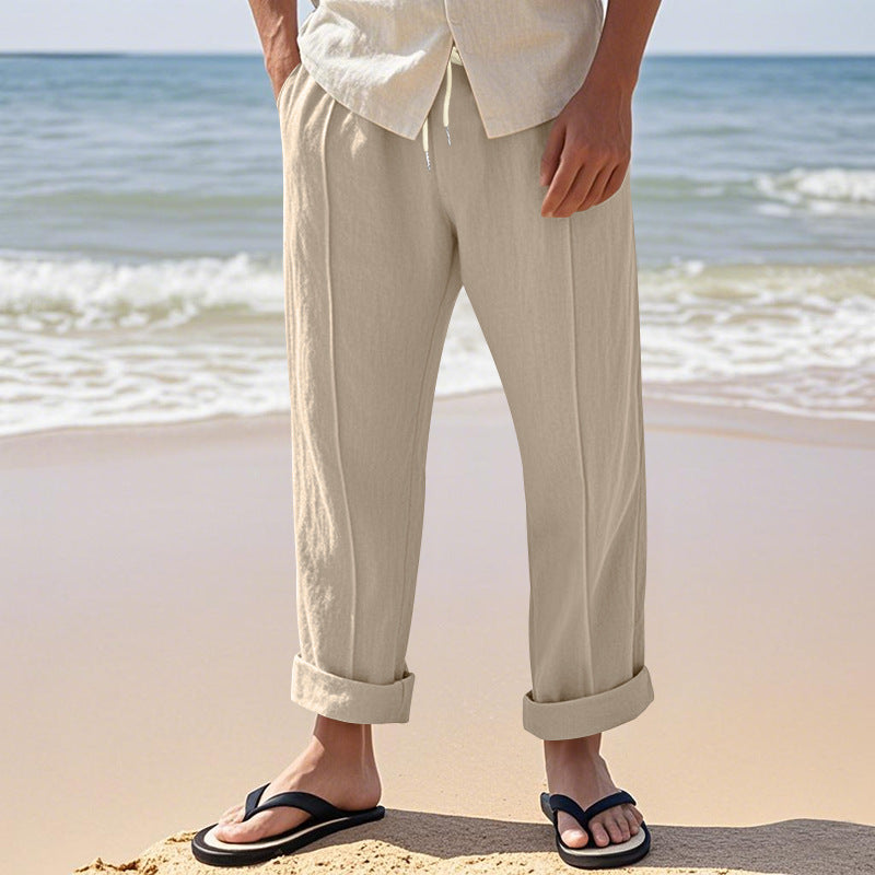 Herren lässige Strandhose mit verstellbarem Kordelzug und atmungsaktivem Material R&B