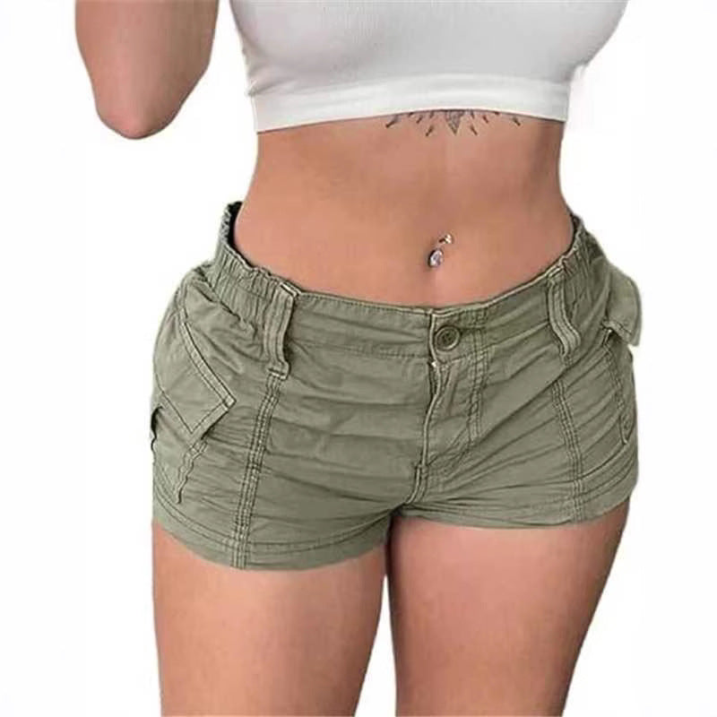 Damen bequeme Cargo-Shorts mit elastischem Bund und praktischen Taschen R&B