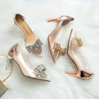 Damen Slingback-Pumps mit transparentem Design und eleganter Schleifenverzierung R&B