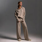 Damen Lässiges Poloshirt undweite Leggings Set R&B