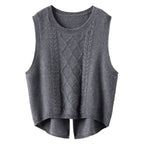 Damen Ärmellose Strickweste mit Zopfmuster und modernen Details R&B