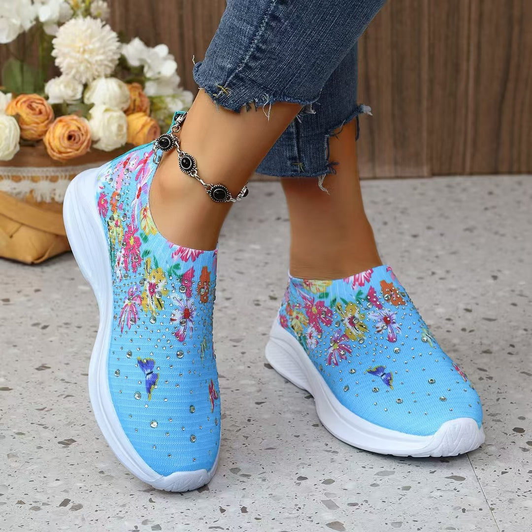 Damen farbenfrohe Design-Sneaker mit elastischem Einschlupf R&B