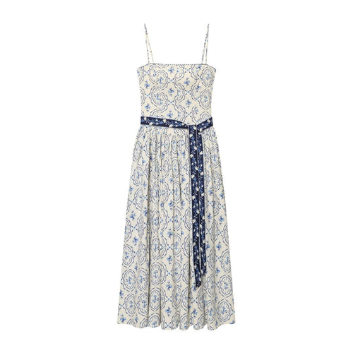 Damen Maxikleid mit floralem Muster und verstellbaren Spaghetti-Trägern R&B