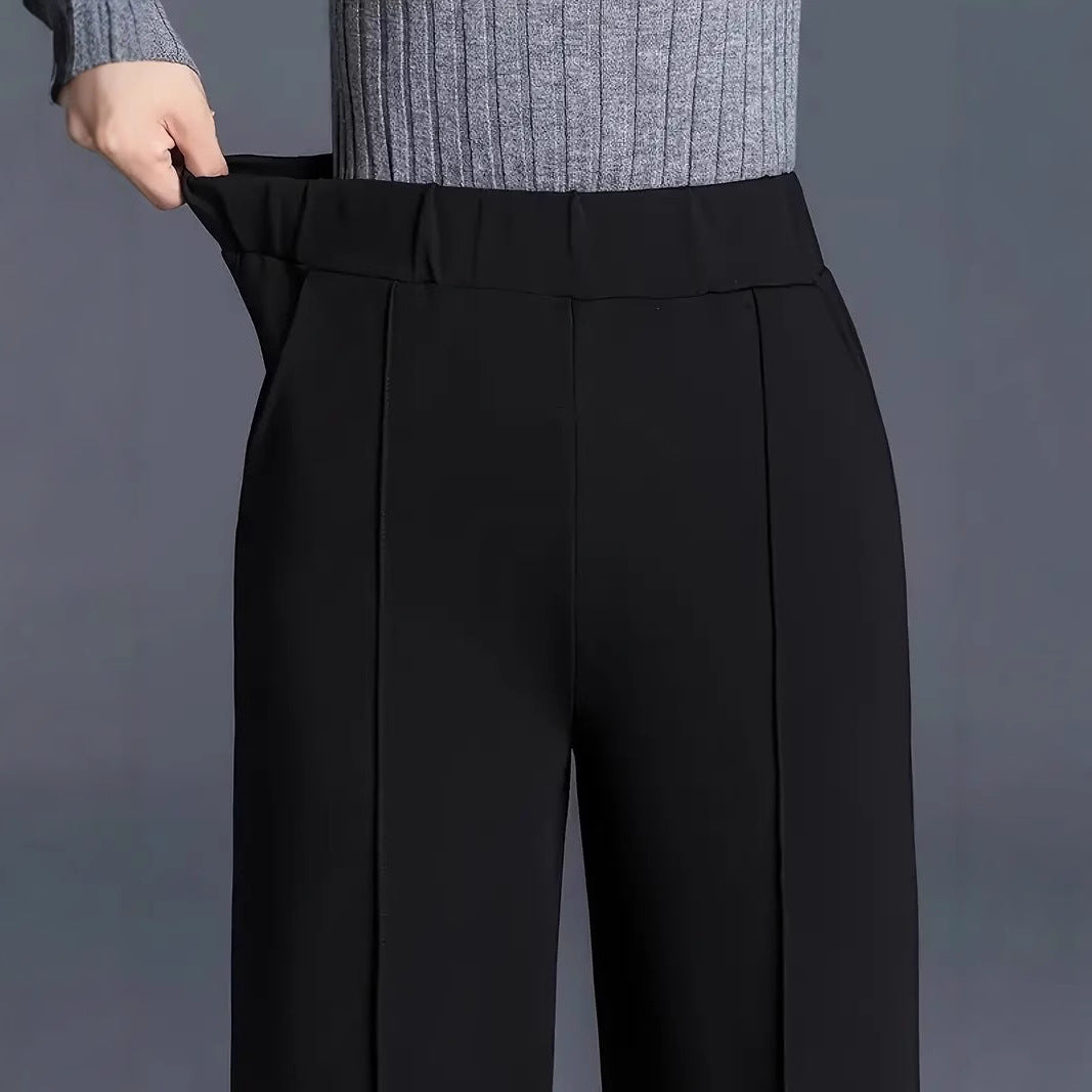 Damen Weit geschnittene High-Waist-Hose mit eleganten Bügelfalten R&B