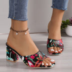 Damen Elegante Mules mit floralem Design und komfortablem Blockabsatz R&B