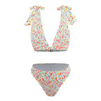 Damen Triangel-Bikini mit verspielten Schleifen und floralem Muster R&B