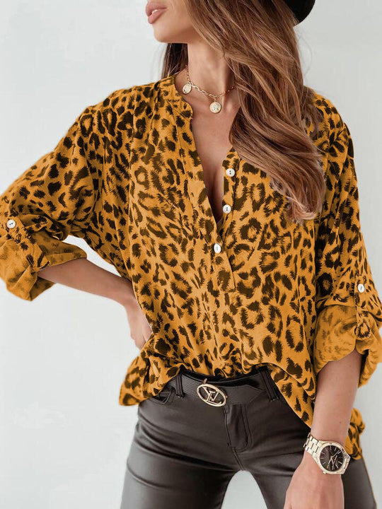 Damen Bluse im eleganten Animal-Print mit Raffungen R&B