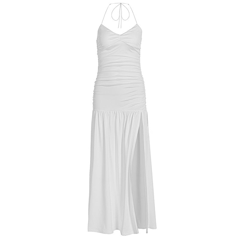 Damen Maxikleid mit raffinierten Rüschen und hohem Schlitz R&B