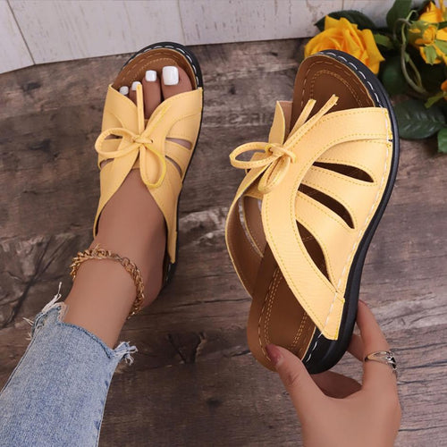 Damen Komfortable Riemchensandalen mit dekorativem Schleifen-Design R&B