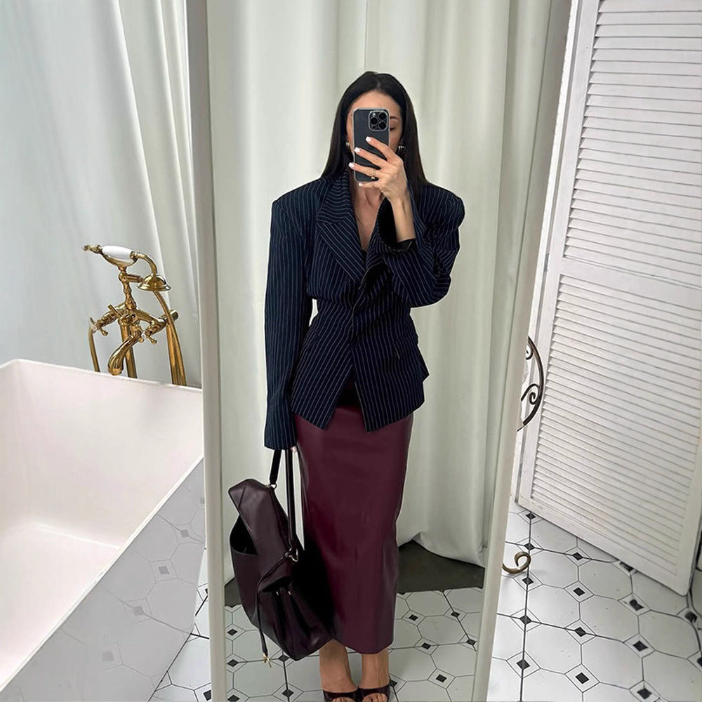 Damen Elegante Blazerjacke mit strukturiertem Nadelstreifen R&B