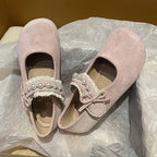 Damen Ballerina mit elegantem Schleifenverzierung und hochwertiger Plüschoberfläche R&B