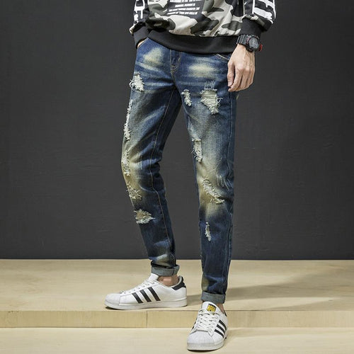 Herren lässige Jeans mit modischen Destroyed-Elementen R&B