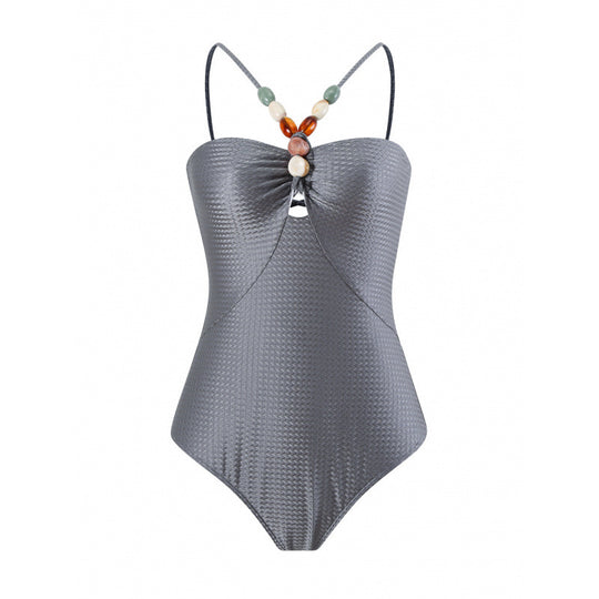 Damen Bandeau-Badeanzug mit asymmetrischem Rock R&B