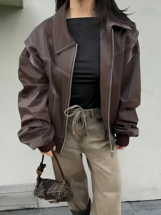 Damen lässige Oversized-Bomberjacke R&B