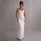 Damen elegantes Maxikleid mit fließendem Schnitt und raffiniertem Dekolleté R&B