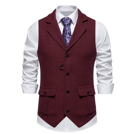 Herren elegante Weste mit strukturiertem Hahnentritt-Muster R&B