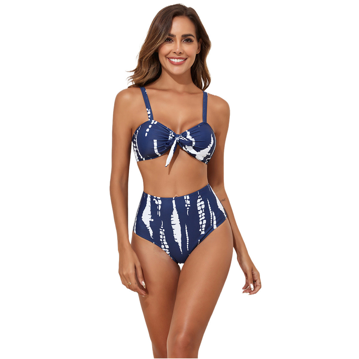 Damen Hochtailliertes Bikini-Set mit verspieltem Knoten-Detail R&B