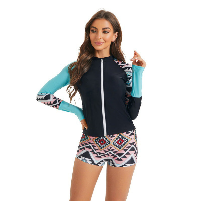 Damen Rashguard-Oberteil mit sportlichem Design und grafischem Print R&B