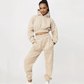Damen Sportliches Cropped Hoodie und lässige Jogginghose Set