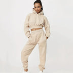 Damen Sportliches Cropped Hoodie und lässige Jogginghose Set