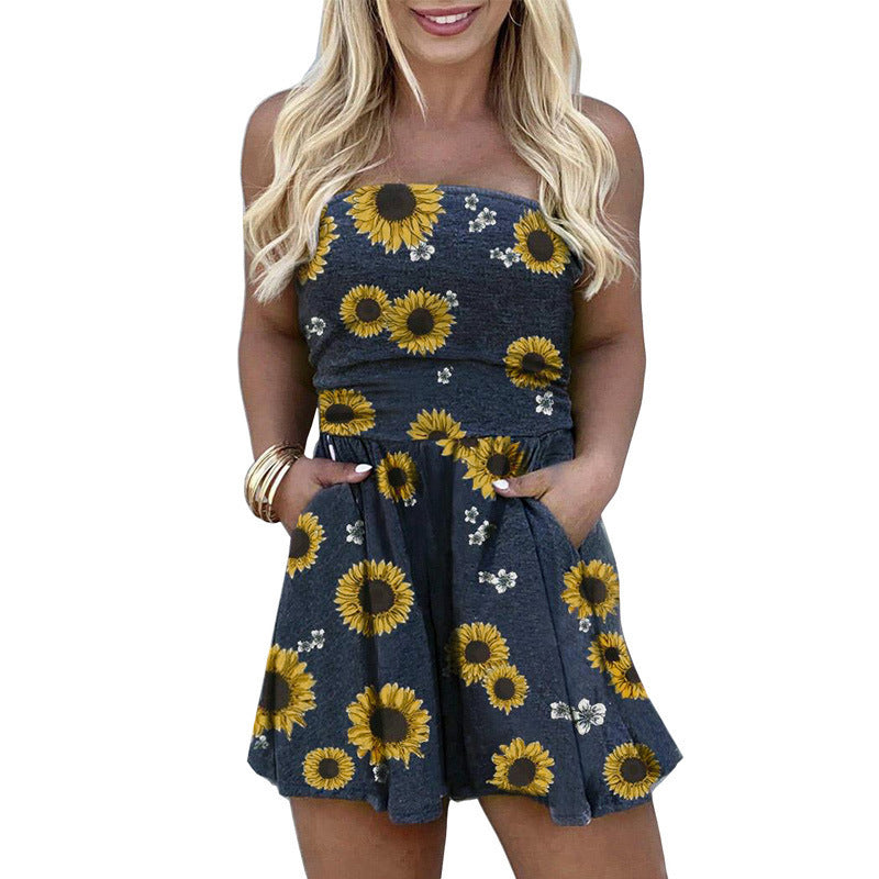 Damen Freizeit-Overall mit floralem Print und praktischen Taschen R&B
