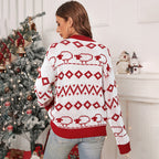 Damen Strickpullover mit fröhlichem Muster und lässigem Schnitt R&B