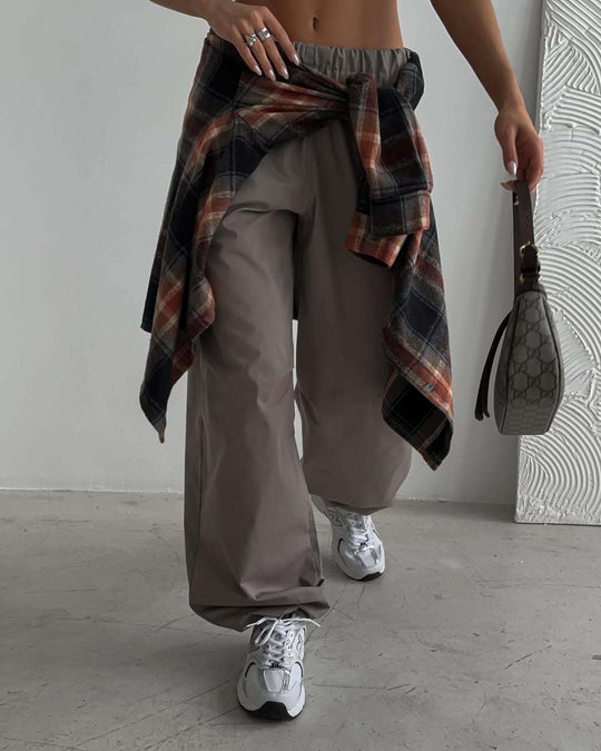 Damen Weite Chino-Hosen mit elastischem Bund und seitlichen Taschen R&B