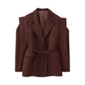 Damen modischer Blazer mit taillierbarem Gürtel und oversized Schnitt R&B