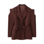 Damen modischer Blazer mit taillierbarem Gürtel und oversized Schnitt R&B