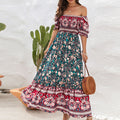 Damen Maxikleid mit Off-Shoulder Design und floralen Mustern R&B