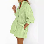 Damen gestreiftes Hemd und Shorts Set R&B