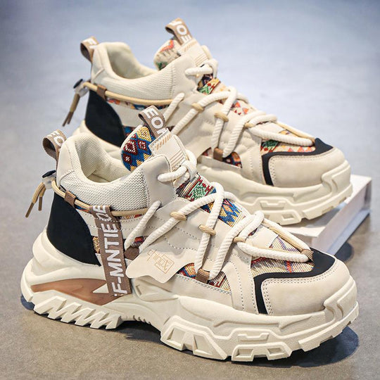 Damen Sportliche High-Top Sneakers mit farbenfrohem Muster und rutschfester Sohle R&B