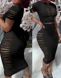 Damen figurbetontes Kleid mit Cut-Outs und modernen Rippdetails R&B