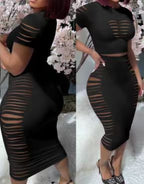 Damen figurbetontes Kleid mit Cut-Outs und modernen Rippdetails R&B