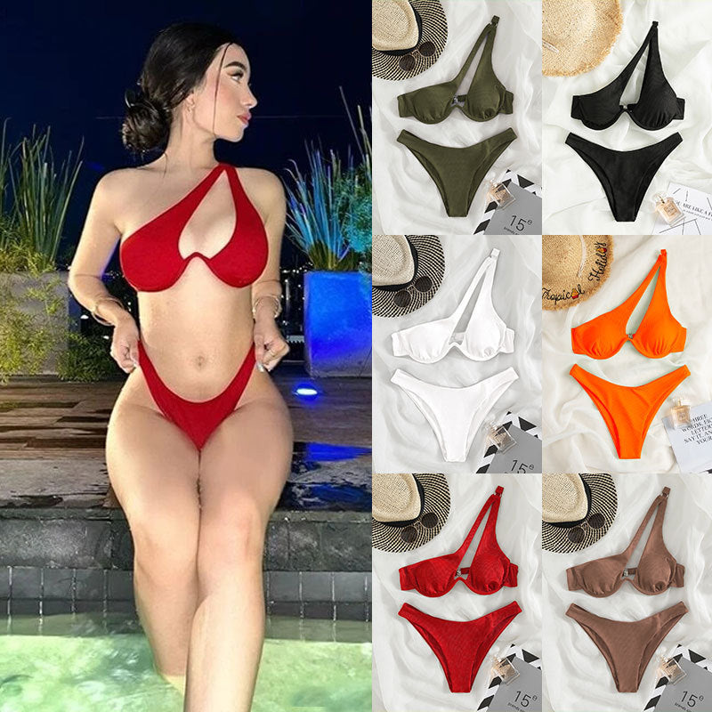 Damen Triangel-Bikini mit asymmetrischem Schnitt und gepolstertem Oberteil R&B