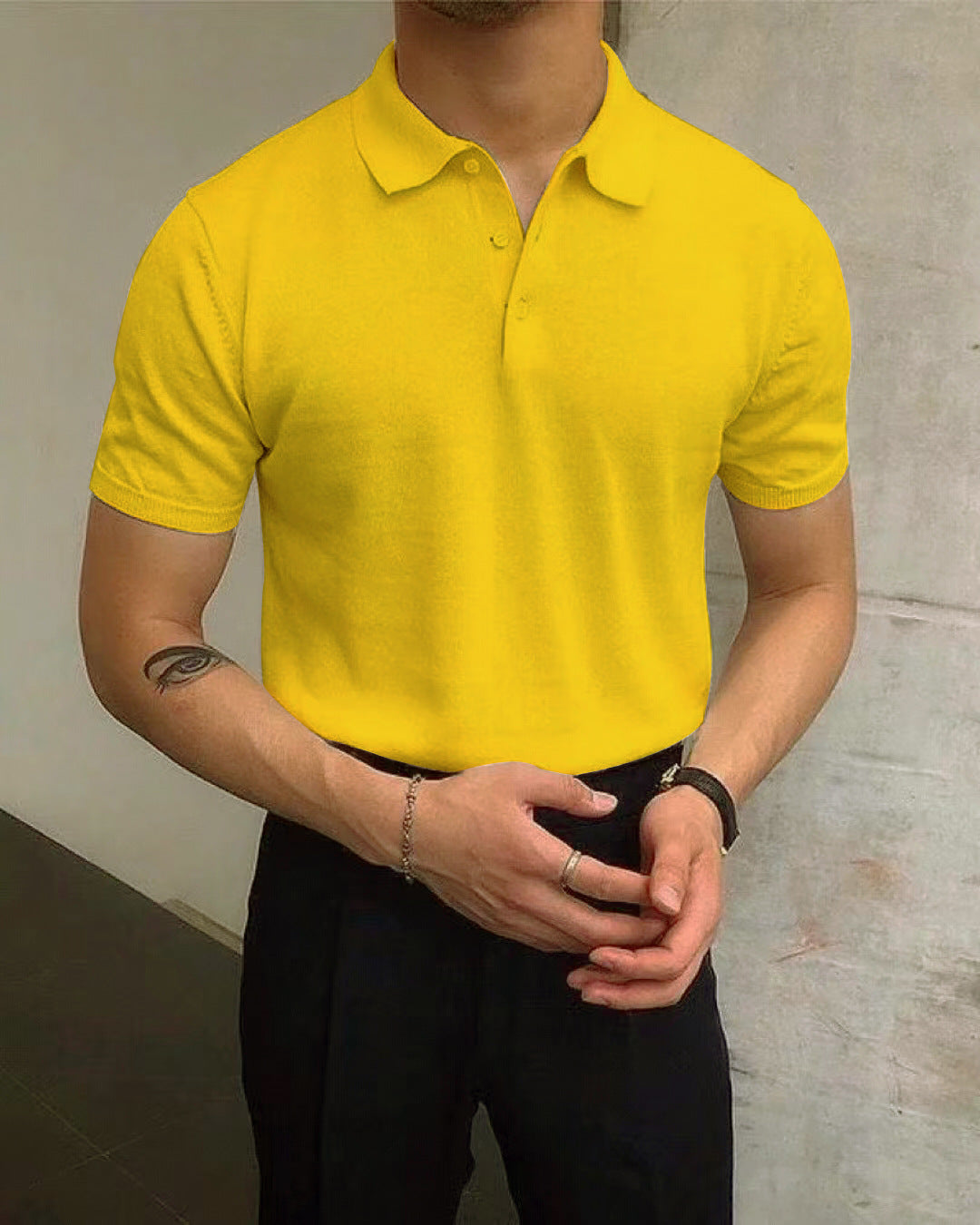 Herren Polo-Shirt aus atmungsaktiver Baumwolle mit elegantem Kragen R&B