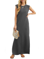 Damen Maxikleid mit modernen Schulterdetails und fließendem Schnitt R&B