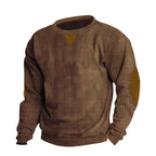 Herren Grobstruktur Pullover mit Ellbogenpatches und Rundhalsausschnitt R&B