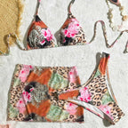 Damen Bikini-Set mit floralem Design und modischem Minirock R&B