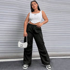 Damen Cargohose mit seitlichen Taschen und elastischem Bund R&B