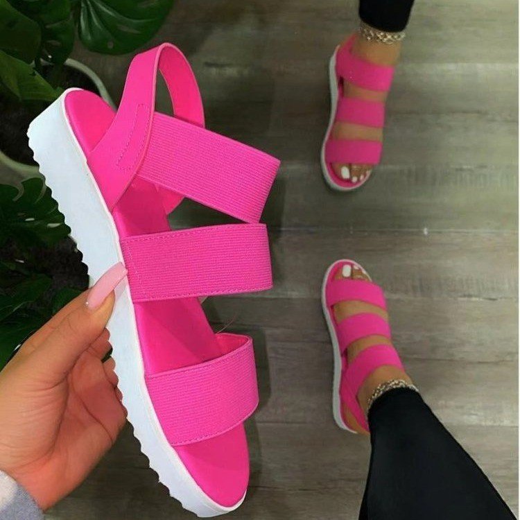 Damen Anpassbare Zehensandalen mit breiten Riemen R&B