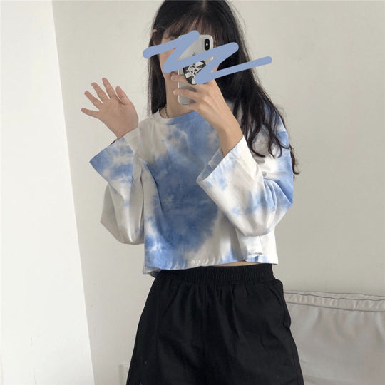 Damen cropped Sweatshirt mit modernen Batik-Designs und lässigem Schnitt R&B